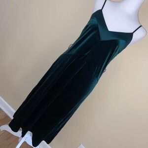 a new day Dark Green Velvet Midi Slip Dress